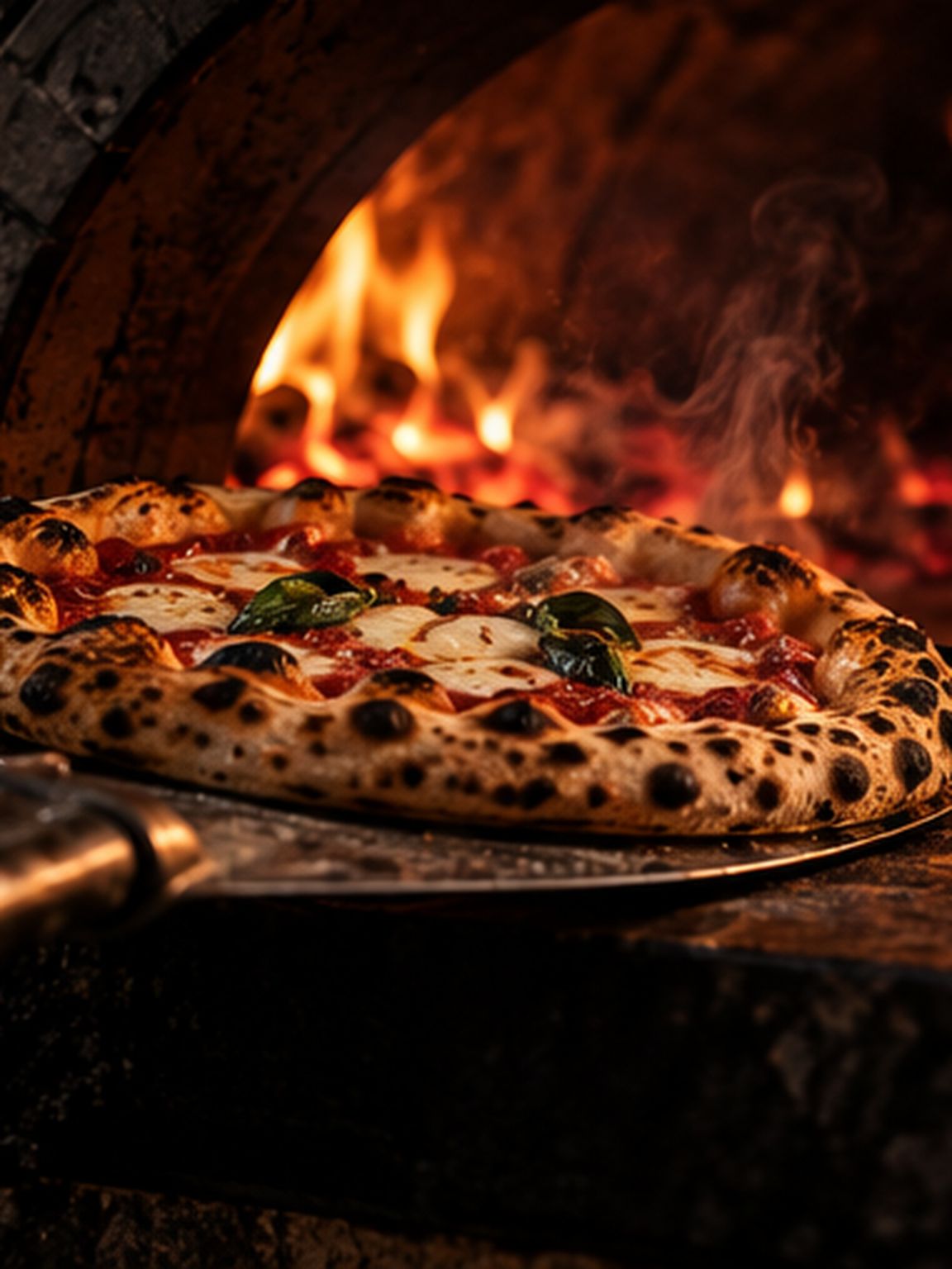 pizza into the oven